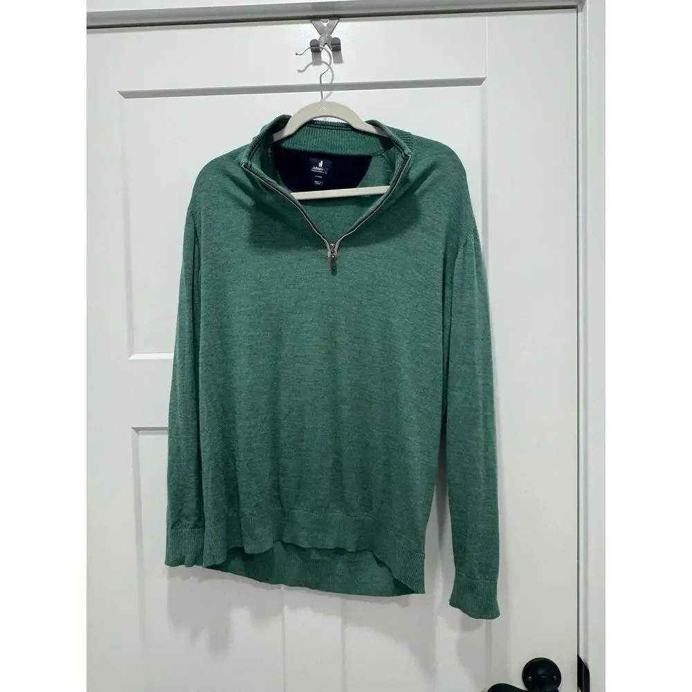 johnnie-O Baron Half Zip Wool Blend Sweater XL Palm Green